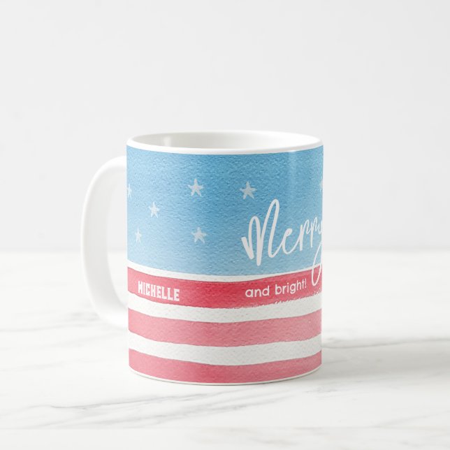 Patriotische moderne Wasserfarbenflagge Kaffeetasse (Vorderseite Links)