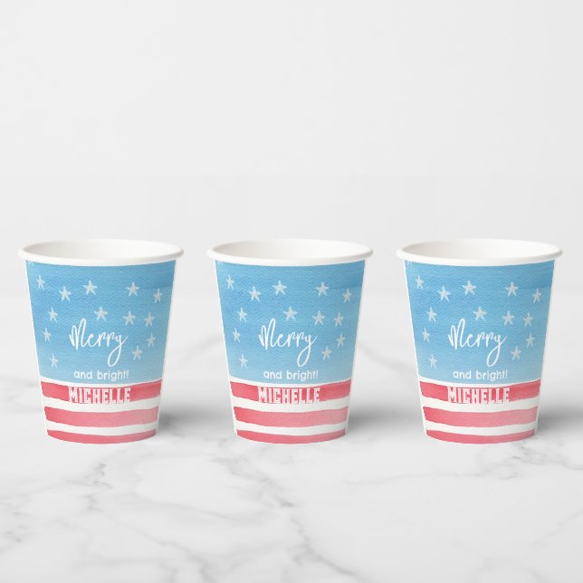 Patriotische moderne Wasserfarbenflagge Pappbecher (Multi)