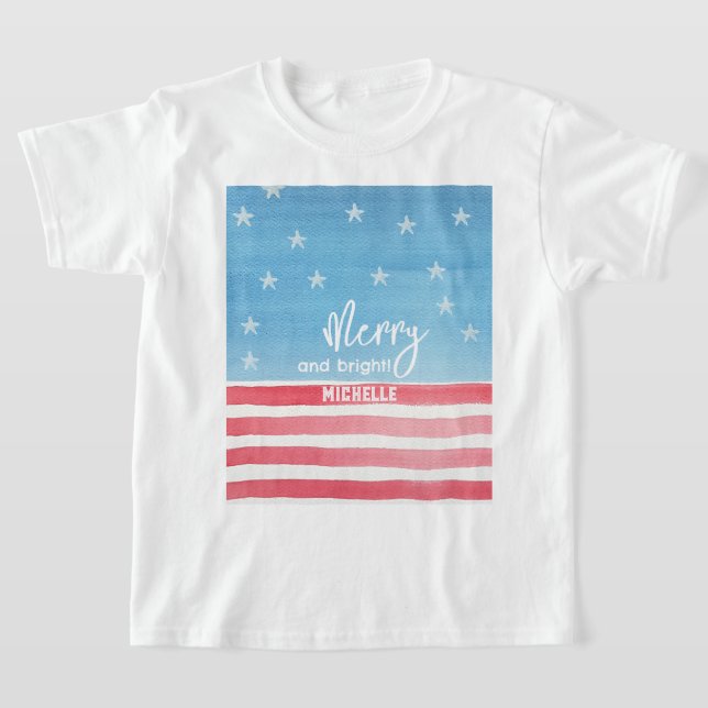 Patriotische moderne Wasserfarbenflagge T-Shirt (Ablage )