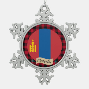 Patriotische Mongolei, Büffel kariert, mongolische Schneeflocken Zinn-Ornament