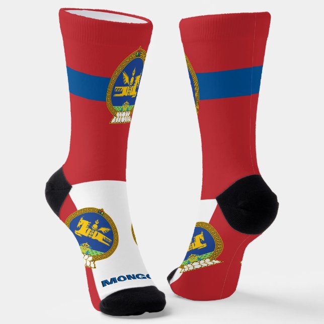 Patriotische mongolische Flagge, Nachhaltige Mongo Socken (Gewinkelt)