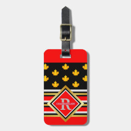Patriotische Monogramm Imitate Gold Ahorn Rot und  Gepäckanhänger