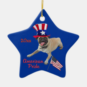 Patriotische Mops-Andenken-Verzierung Keramikornament