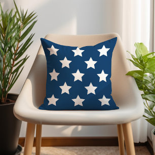Patriotische Muster für Navy Blue und White Star Kissen