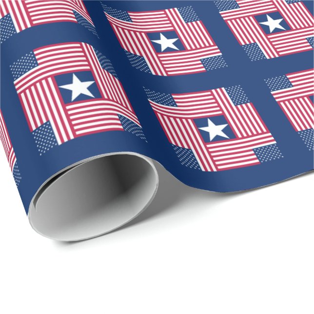 Patriotische Musteramerikanische Flagge Geschenkpapier (Rolleneckpunkt)