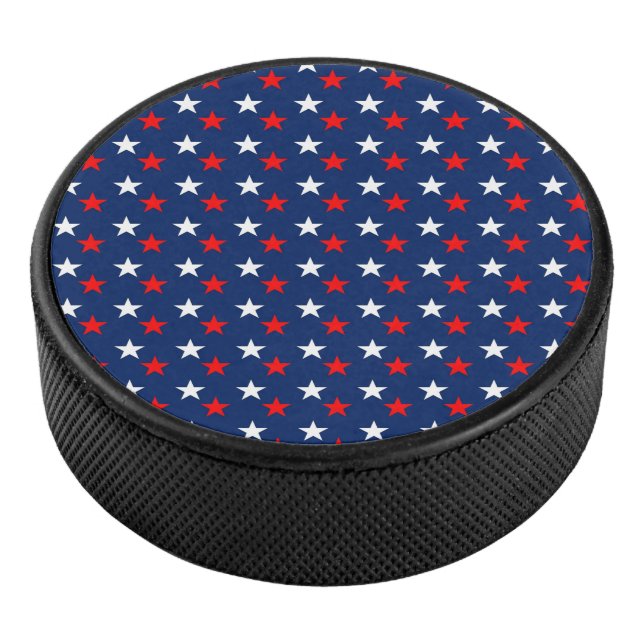 Patriotische Musterstars auf blau Eishockey Puck (3/4)