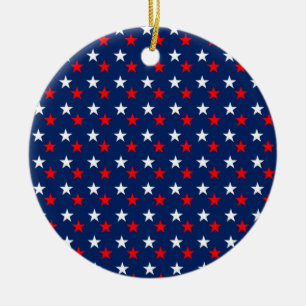 Patriotische Musterstars auf blau Keramik Ornament
