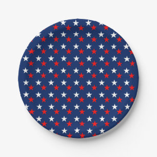 Patriotische Musterstars auf blau Pappteller