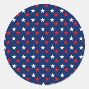 Patriotische Musterstars auf blau Runder Aufkleber