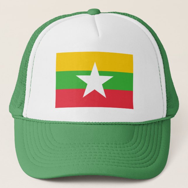 Patriotische Myanmar-Flagge Truckerkappe (Vorderseite)