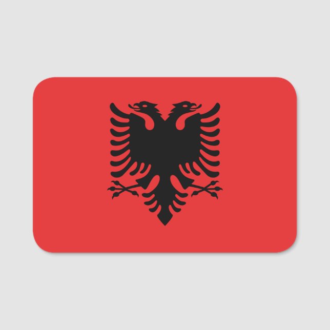 Patriotische Namensmarke mit der Flagge Albaniens Namensschild (Vorderseite)