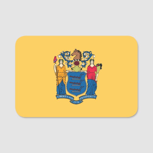 Patriotische Namensmarke mit der Flagge New Jersey Namensschild (Vorderseite)