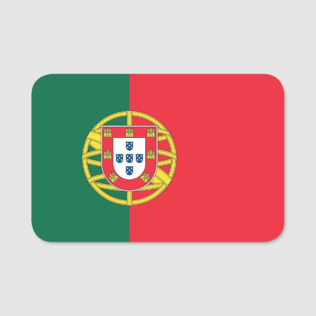 Patriotische Namensmarke mit der Flagge Portugals Namensschild (Vorderseite)