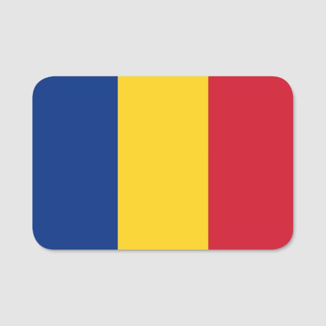 Patriotische Namensmarke mit der Flagge Rumäniens Namensschild (Vorderseite)