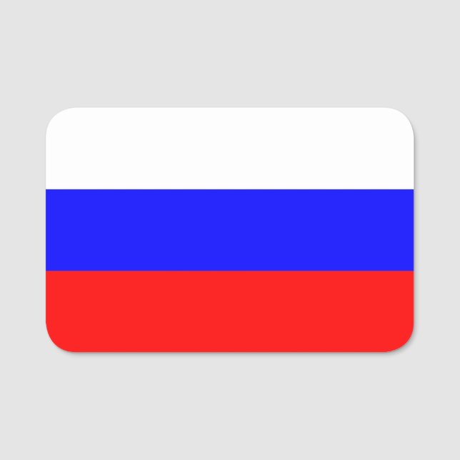 Patriotische Namensmarke mit der Flagge Russlands Namensschild (Vorderseite)