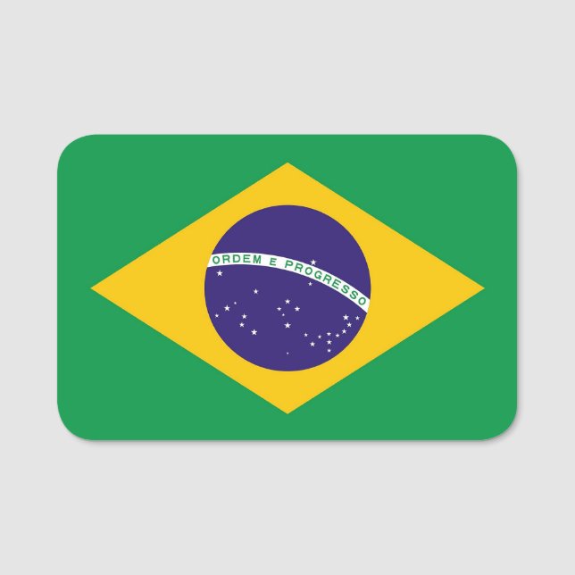 Patriotische Namensmarke mit Flagge Brasiliens Namensschild (Vorderseite)