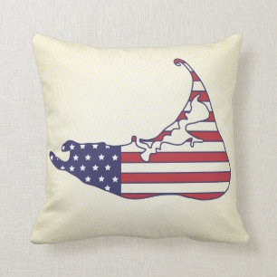 Patriotische Nantucket Karte im US Flagge Kissen