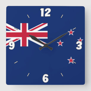 Patriotische Nationalflagge Neuseelands Quadratische Wanduhr