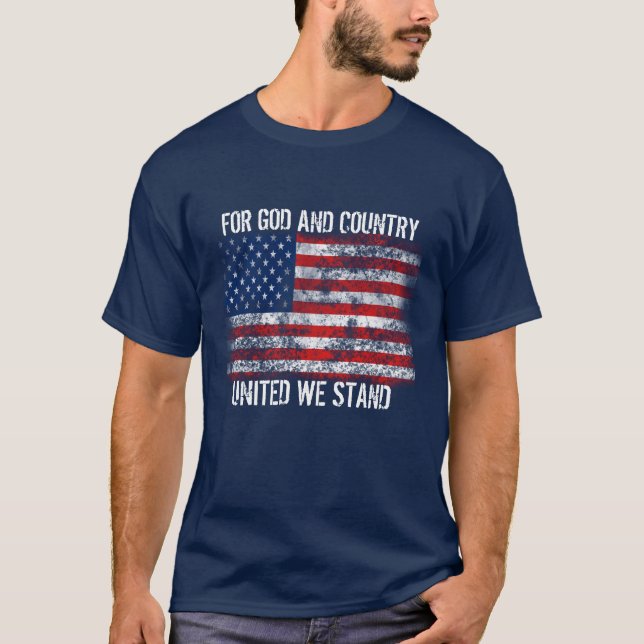 Patriotische Not leidende Flagge für Gott und Land T-Shirt (Vorderseite)