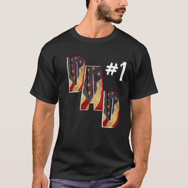 Patriotische Nummer 1 Vater Benutzerdefinierte Fot T-Shirt (Vorderseite)