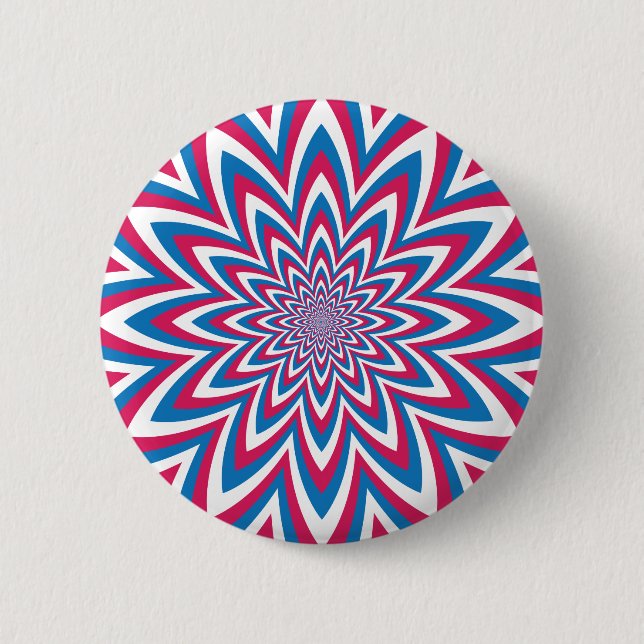 Patriotische Op Art Blume Button (Vorderseite)