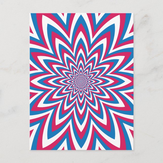 Patriotische Op Art Blume Postkarte (Vorderseite)