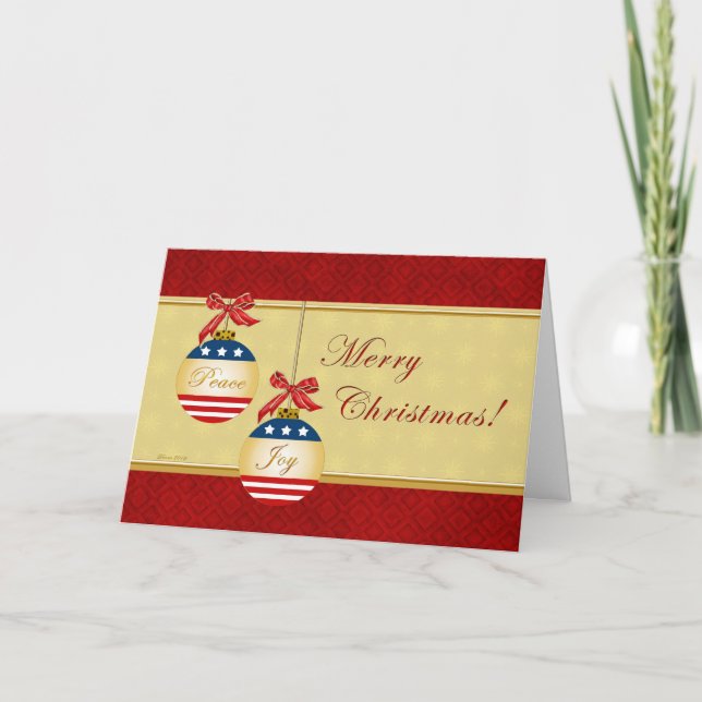 Patriotische Ornamente Frohe Weihnachtsgrüße Karte (Vorderseite)