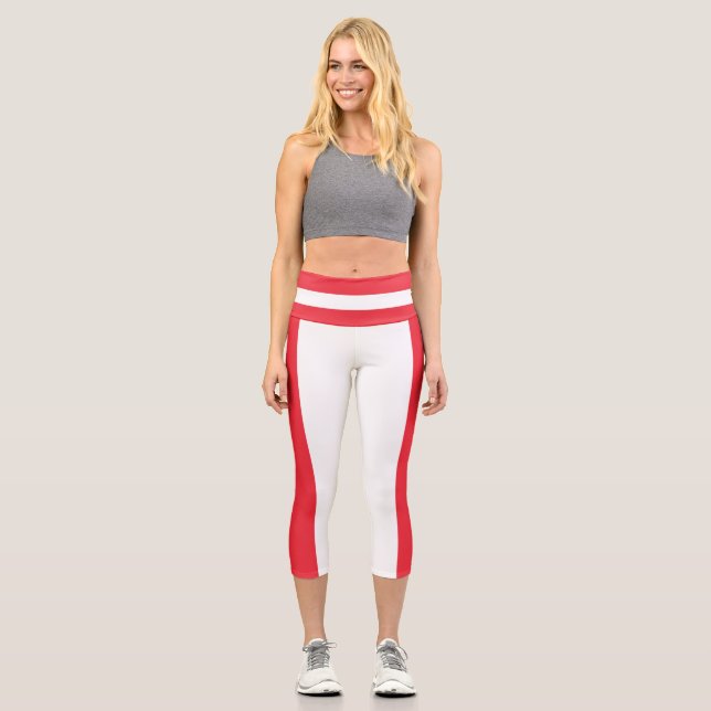 Patriotische österreichische Flagge Capri Leggings (Vorderseite)