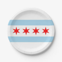 Patriotische Papierplatte mit Flagge Chicagos