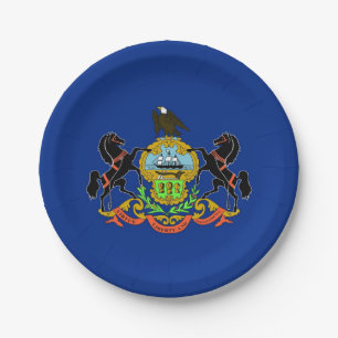 Patriotische Papierplatte mit Pennsylvania-Flagge Pappteller