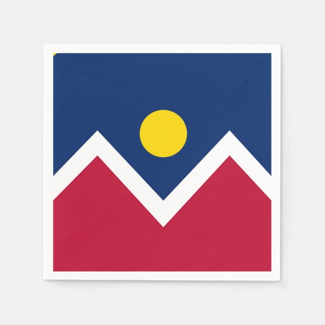 Patriotische Papierservietten mit Denver-Flagge (Vorderseite)