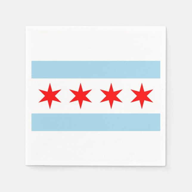 Patriotische Papierservietten mit Flagge Chicagos (Vorderseite)