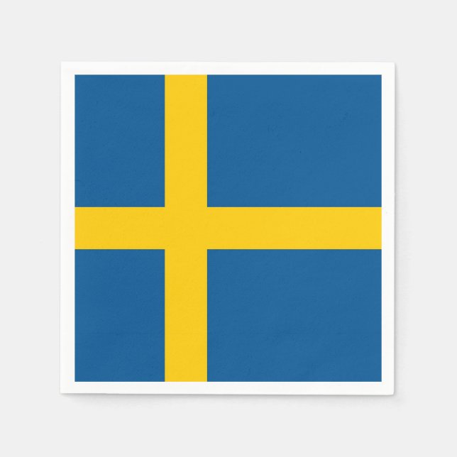 Patriotische Papierservietten mit schwedischer Fla (Vorderseite)