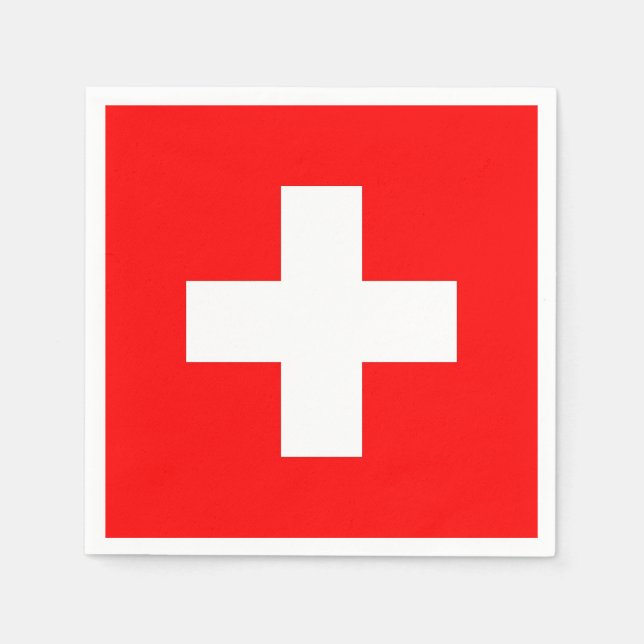 Patriotische Papierservietten mit Schweizer Flagge (Vorderseite)
