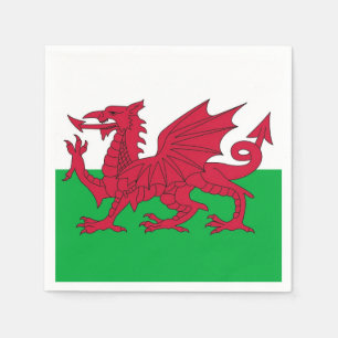 Patriotische Papierservietten mit Wales-Flagge