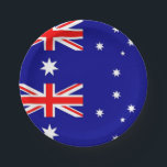 Patriotische Papiertafel mit australischer Flagge Pappteller<br><div class="desc">Genießen Sie das kulinarische Erlebnis mit unseren Tellern unter der Flagge Australiens! Diese Teller, die sowohl für Bequemlichkeit als auch für kulturellen Stolz konzipiert wurden, zeigen das ikonische Design der australischen Fahne, mit einem blauen Feld mit der Union Jack in der oberen links Ecke, einem großen siebenspitzen Stern, der als...</div>