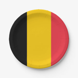 Patriotische Papiertafel mit belgischer Flagge Pappteller