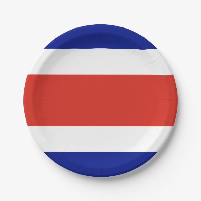 Patriotische Papiertafel mit der Flagge Costa Rica Pappteller (Vorderseite)