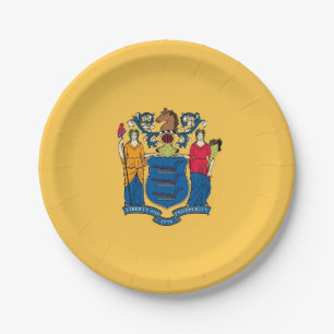 Patriotische Papiertafel mit der Flagge New Jersey Pappteller
