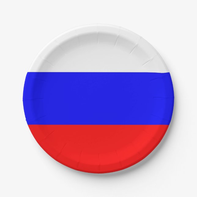 Patriotische Papiertafel mit der Flagge Russlands Pappteller (Vorderseite)