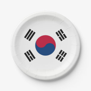 Patriotische Papiertafel mit der Flagge Südkoreas Pappteller