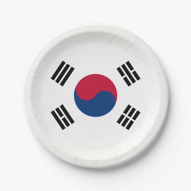 Patriotische Papiertafel mit der Flagge Südkoreas Pappteller (Vorderseite)