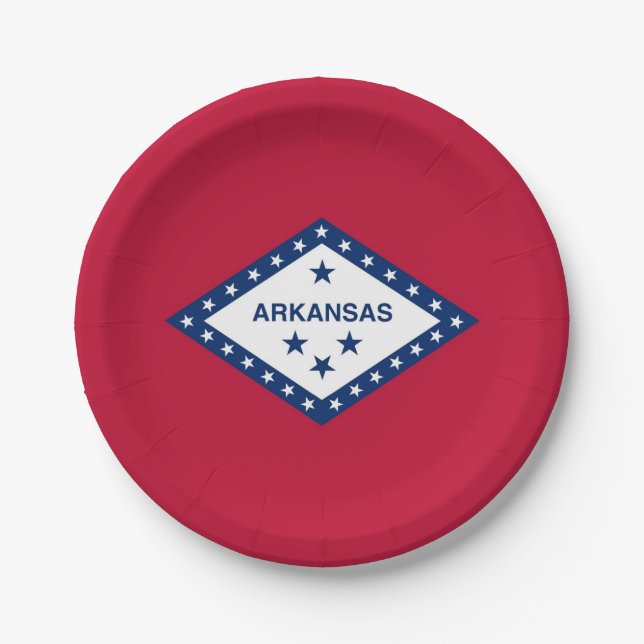 Patriotische Papiertafel mit Fahne von Arkansas Pappteller (Vorderseite)
