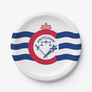 Patriotische Papiertafel mit Fahne von Cincinnati. Pappteller