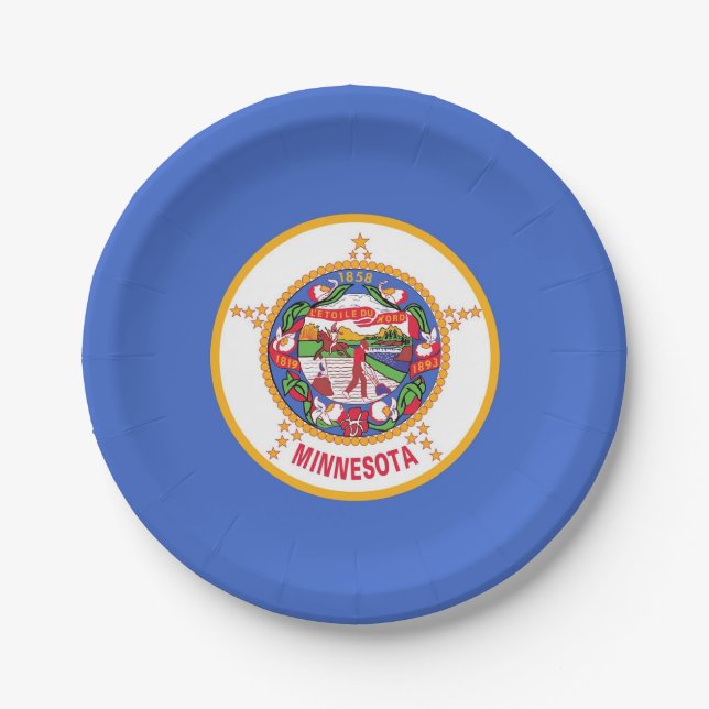 Patriotische Papiertafel mit Fahne von Minnesota Pappteller (Vorderseite)