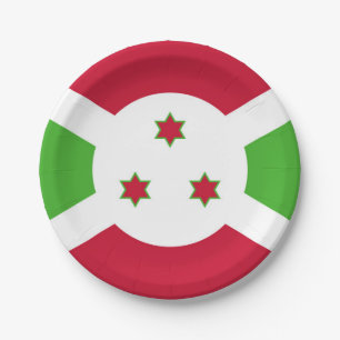 Patriotische Papiertafel mit Flagge Burundis Pappteller
