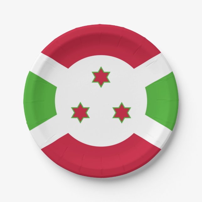 Patriotische Papiertafel mit Flagge Burundis Pappteller (Vorderseite)