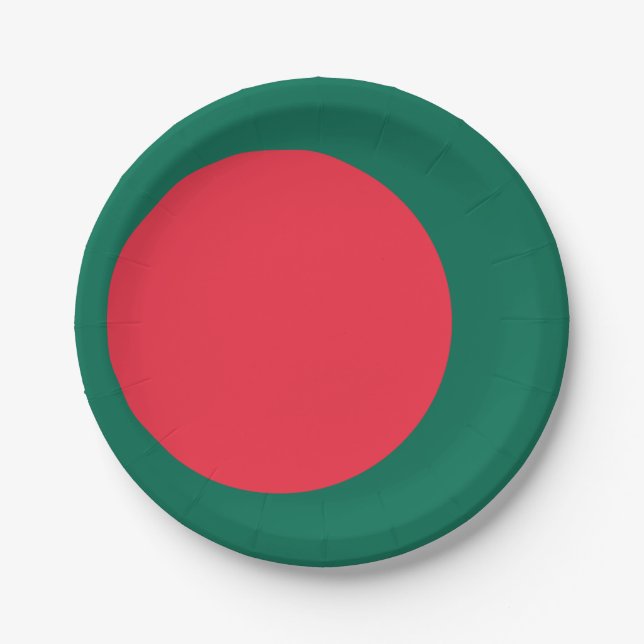 Patriotische Papiertafel mit Flagge von Bangladesc Pappteller (Vorderseite)