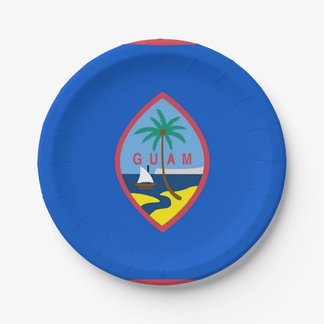 Patriotische Papiertafel mit Flagge von Guam Pappteller (Vorderseite)