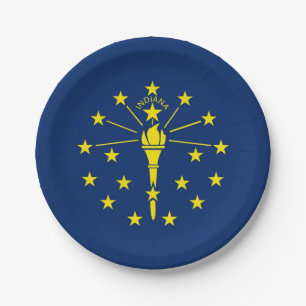 Patriotische Papiertafel mit Flagge von Indiana Pappteller